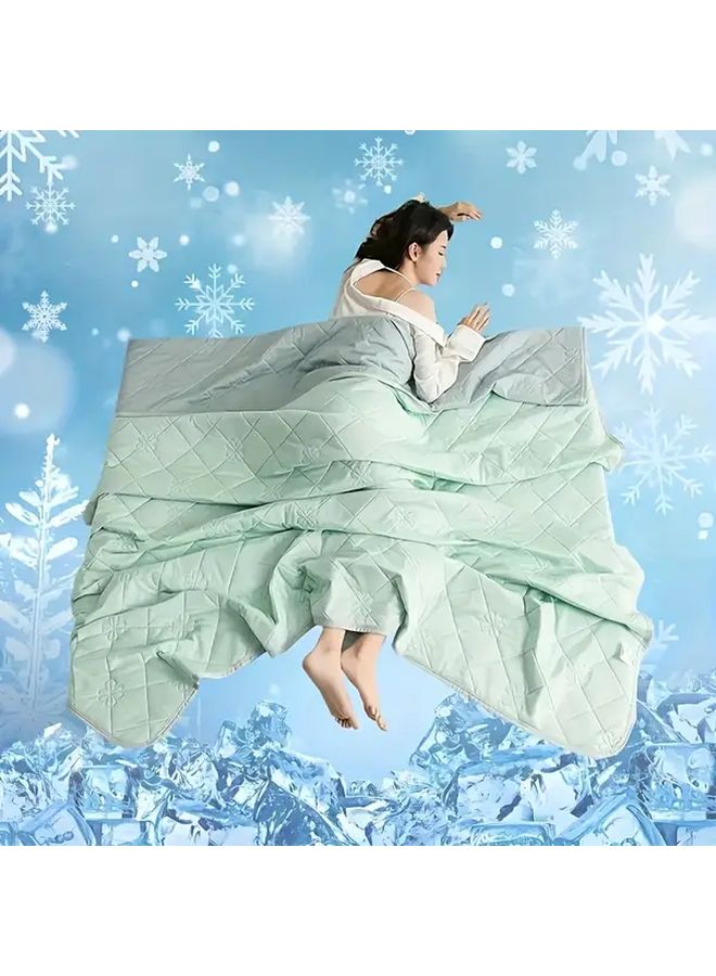 King Size Dark Blue Summer Cooling Blanket Ice Silky Fiber Lightweight Breathable For All Seasons - Image 4